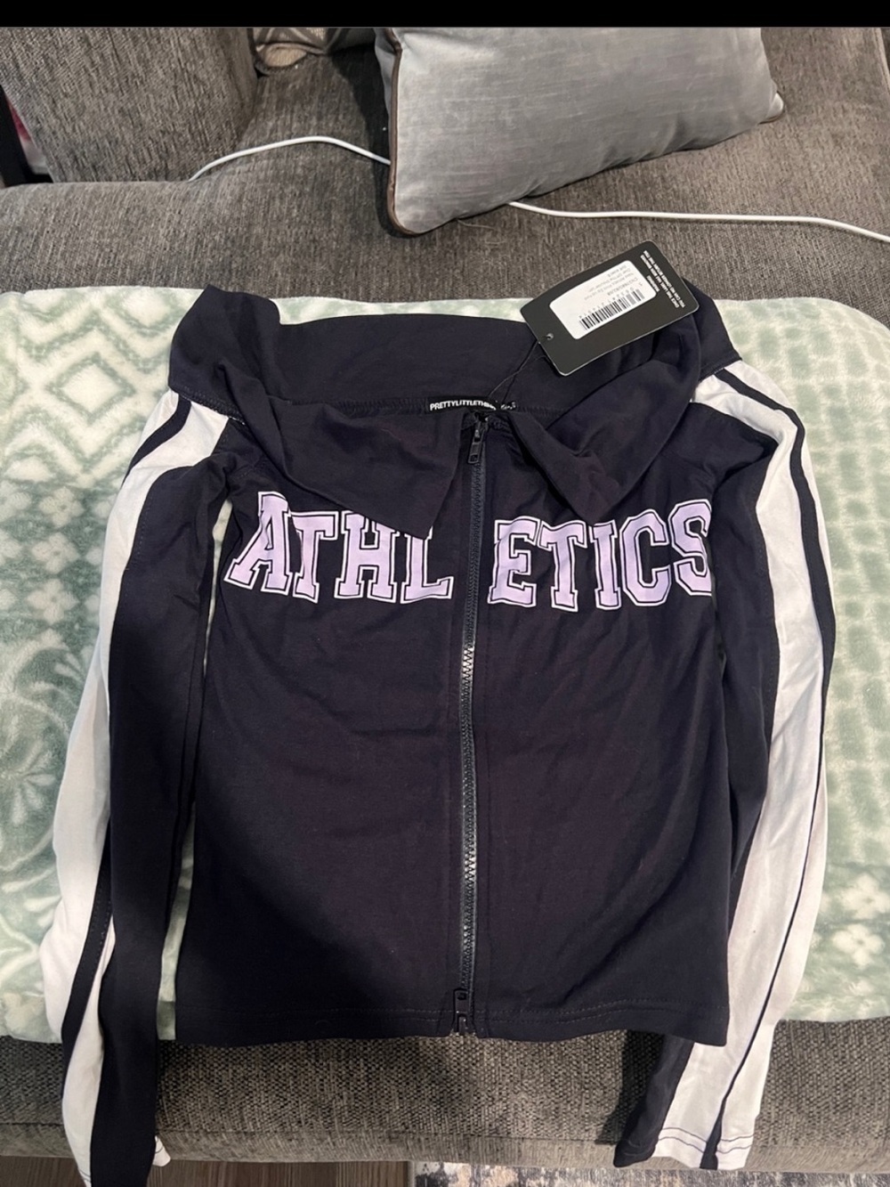 PrettyLittleThing Black Jacket with Light purple Details
